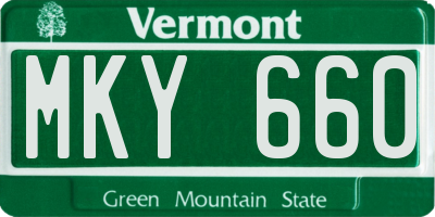 VT license plate MKY660