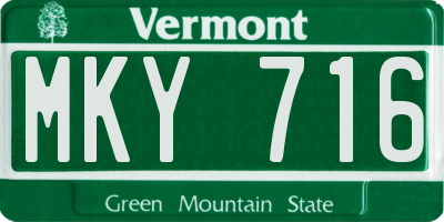 VT license plate MKY716