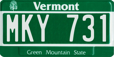 VT license plate MKY731