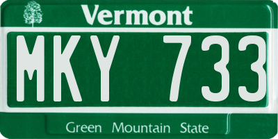 VT license plate MKY733