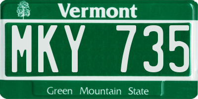 VT license plate MKY735