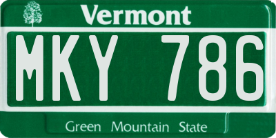 VT license plate MKY786