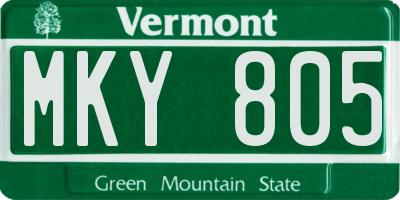 VT license plate MKY805