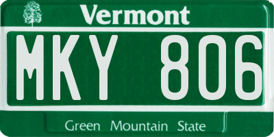 VT license plate MKY806