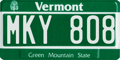 VT license plate MKY808