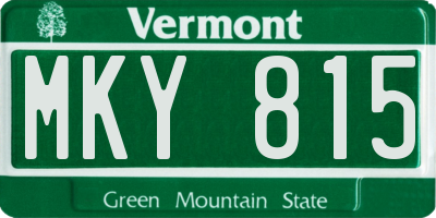 VT license plate MKY815