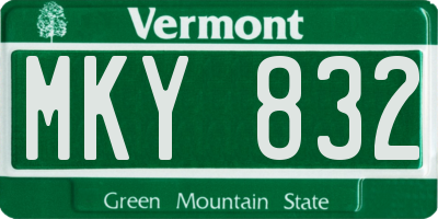 VT license plate MKY832