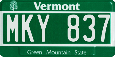 VT license plate MKY837