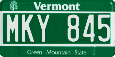VT license plate MKY845