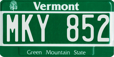 VT license plate MKY852