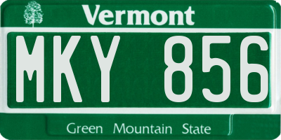VT license plate MKY856