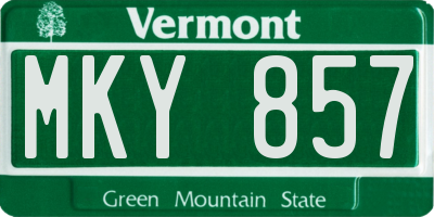VT license plate MKY857