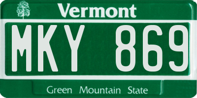 VT license plate MKY869