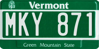 VT license plate MKY871