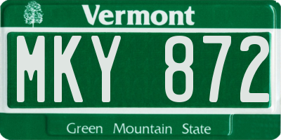 VT license plate MKY872
