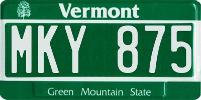 VT license plate MKY875