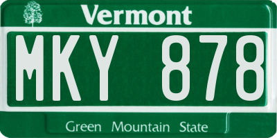 VT license plate MKY878