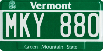 VT license plate MKY880