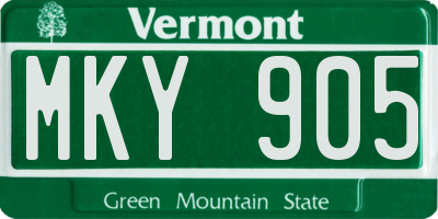 VT license plate MKY905