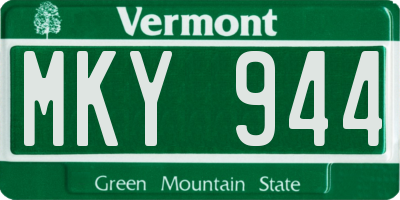 VT license plate MKY944