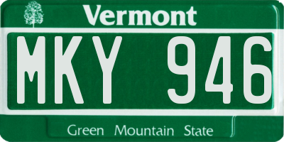 VT license plate MKY946
