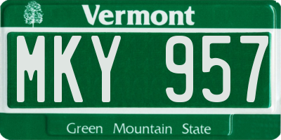 VT license plate MKY957