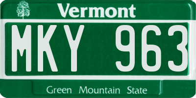 VT license plate MKY963