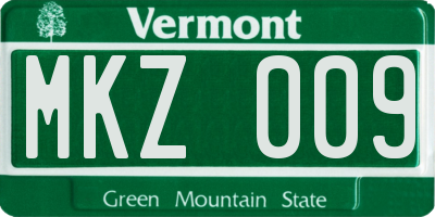 VT license plate MKZ009