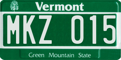 VT license plate MKZ015