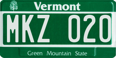 VT license plate MKZ020