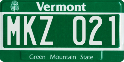 VT license plate MKZ021
