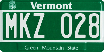 VT license plate MKZ028