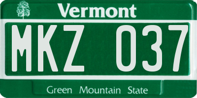 VT license plate MKZ037