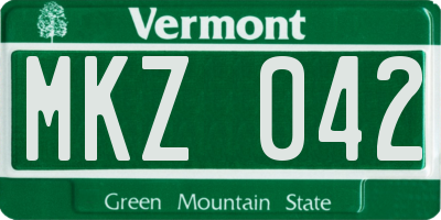 VT license plate MKZ042