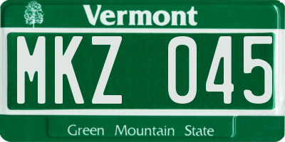 VT license plate MKZ045