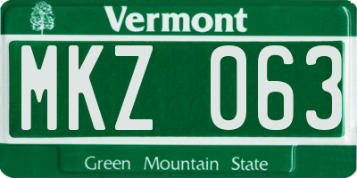 VT license plate MKZ063