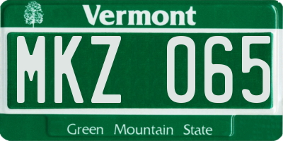 VT license plate MKZ065