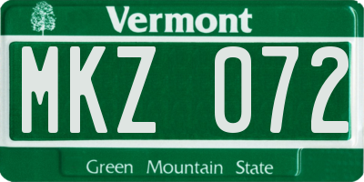 VT license plate MKZ072