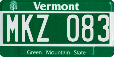 VT license plate MKZ083