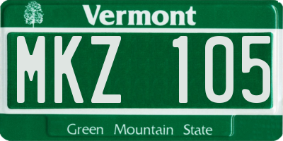 VT license plate MKZ105