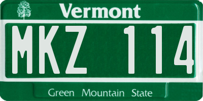 VT license plate MKZ114