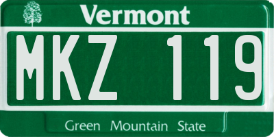 VT license plate MKZ119