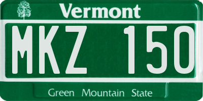 VT license plate MKZ150