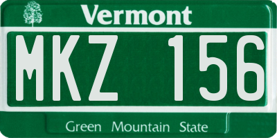 VT license plate MKZ156