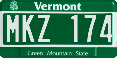 VT license plate MKZ174