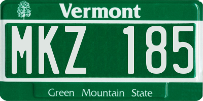 VT license plate MKZ185