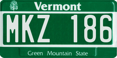 VT license plate MKZ186