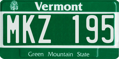 VT license plate MKZ195