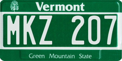VT license plate MKZ207