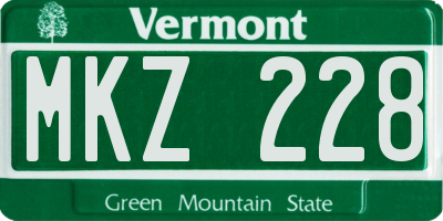 VT license plate MKZ228